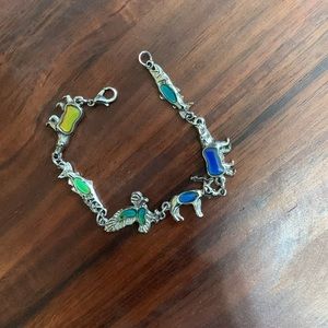 Silver tone animal mood bracelet